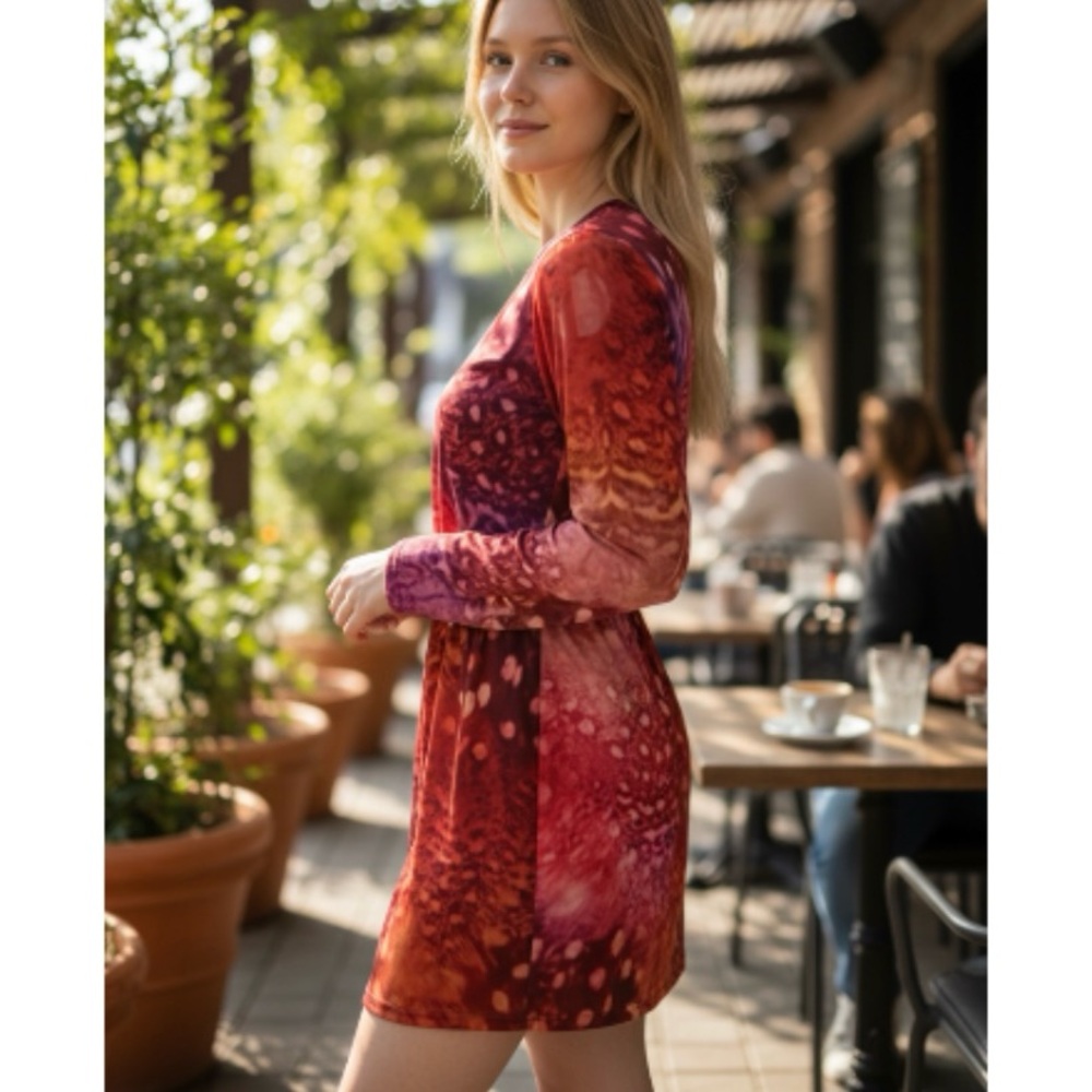 ERIN By Erin Fetherston Red Feather Wrap Dress - Picture 4 of 12